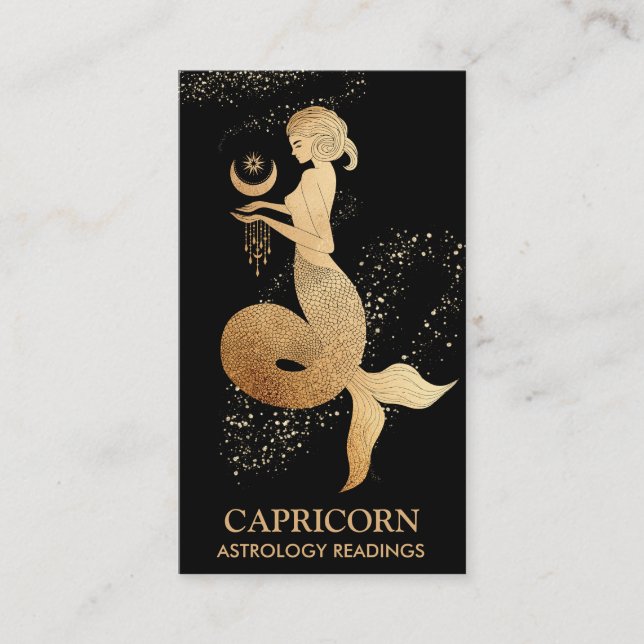 Carte De Visite *~* Capricorne Zodiac Astrologie Lectures Noir (Devant)