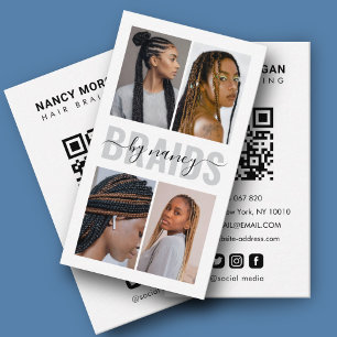 Carte De Visite Capture de tressage de cheveux Script Photo Collag