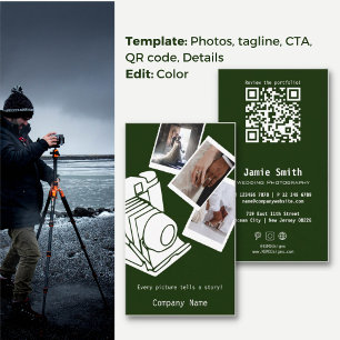 Carte De Visite Capturer des Moments en Vert : Photographe de Mari