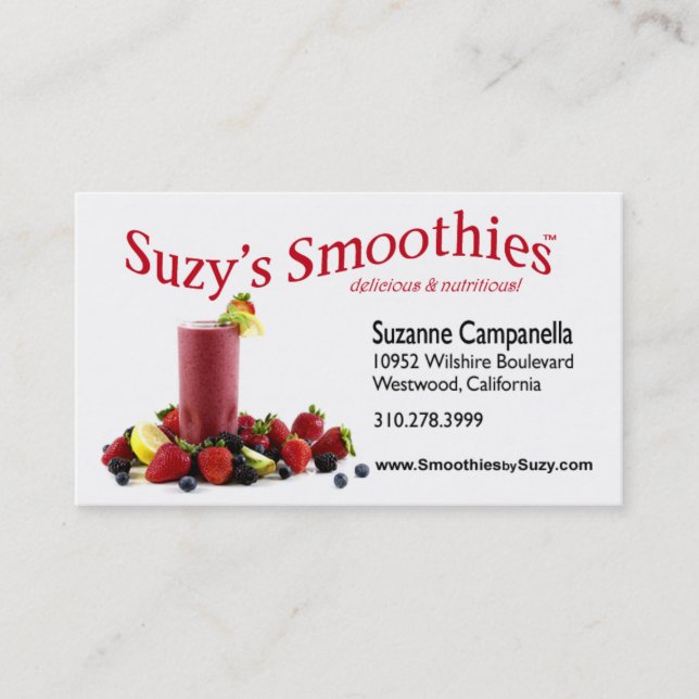 Carte De Visite Car de nourriture de nutritionniste de Smoothies (Devant)