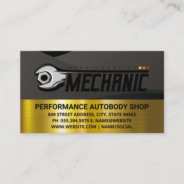 Carte De Visite Car Repair Logo Wrenches | Auto Shop Care (Devant)