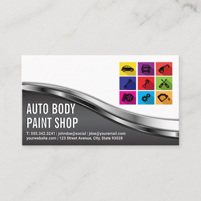 Carte De Visite Car Shop | Auto Service Icons (Devant)