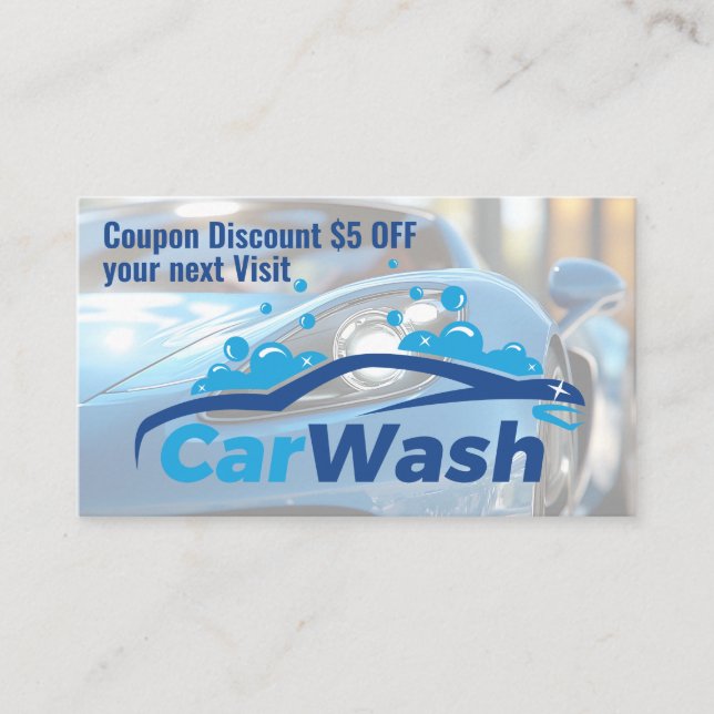 Carte De Visite Car Wash Graphics | Soap Bubbles | Auto Service (Devant)