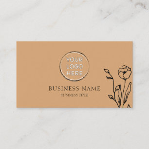 Carte De Visite Caramel Élégant Fleur de Lierre Logo SUR MESURE