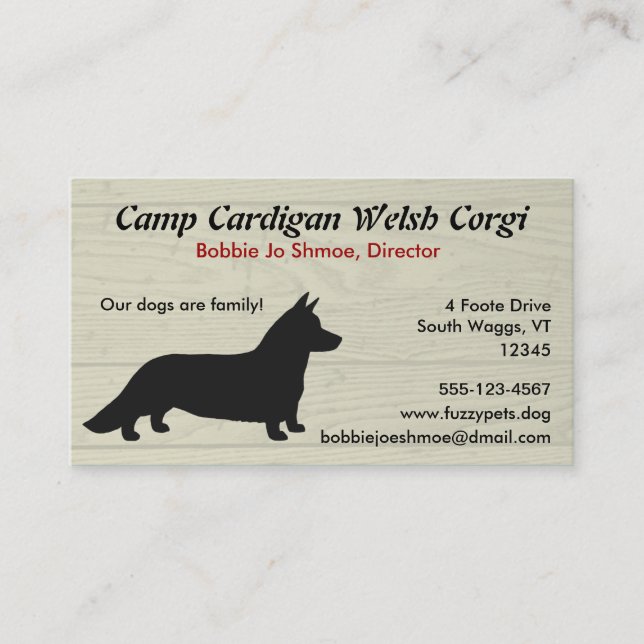 Carte De Visite Cardigan Welsh Corgi (Devant)