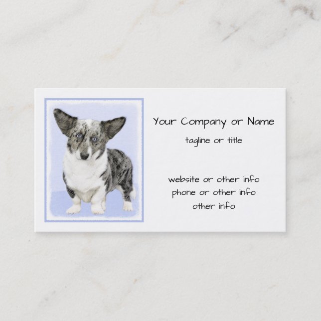 Carte De Visite Cardigan Welsh Corgi Peinture - Art Chien original (Devant)