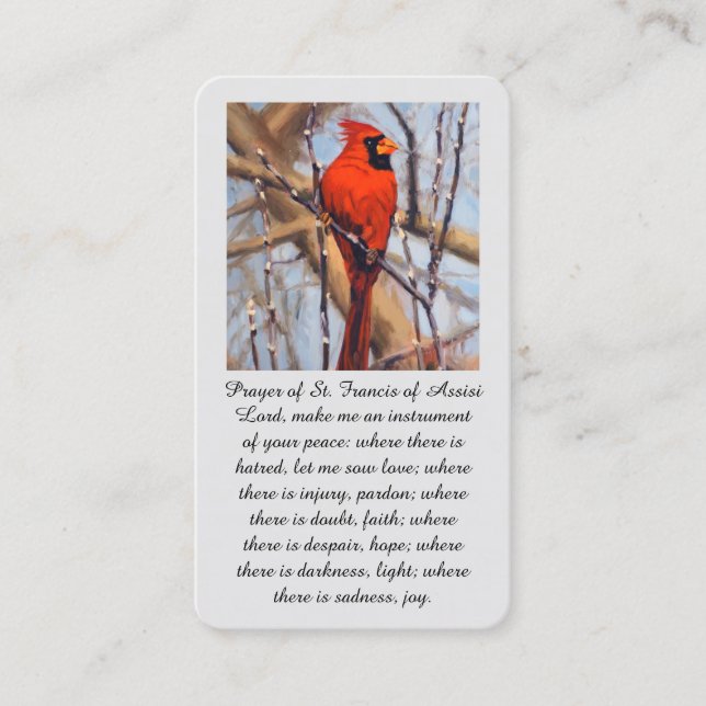 Carte De Visite Cardinal rouge St. François d'Assise oiseau (Devant)