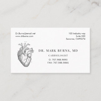 Carte De Visite Cardiologist Doctor Anatomical Heart Appointment