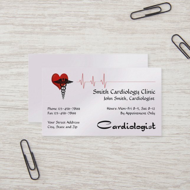 Carte de visite cardiologue (Devant/Arrière en situation)
