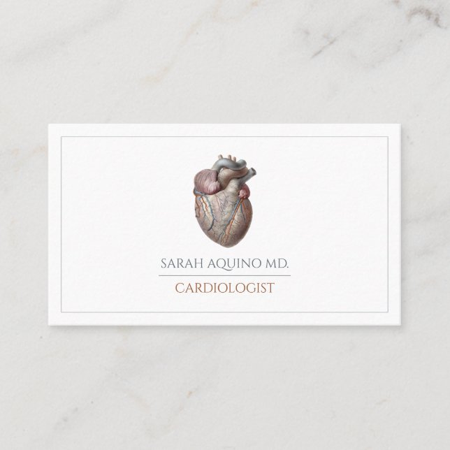 Carte De Visite Cardiologue Coeur anatomique (Devant)