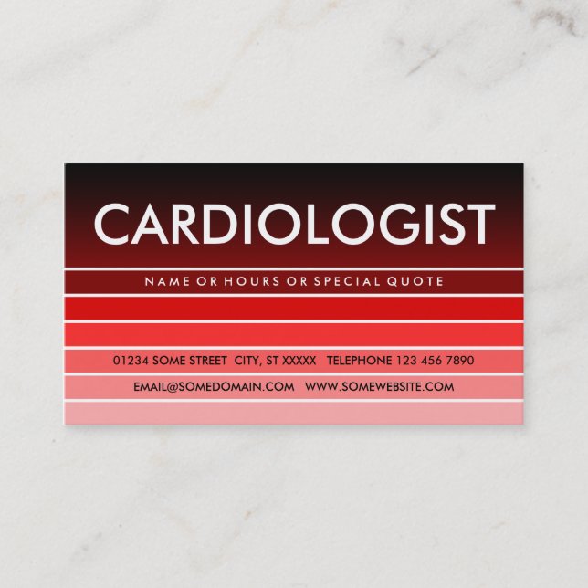 CARTE DE VISITE CARDIOLOGUE DE L'ÉCHANTILLON (Devant)