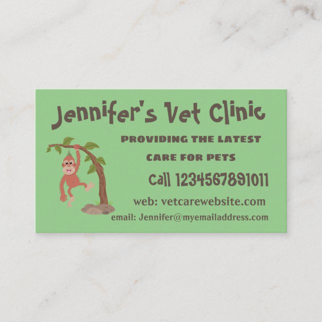 Carte De Visite Caricature de bébé orangoutan joyeux (Devant)