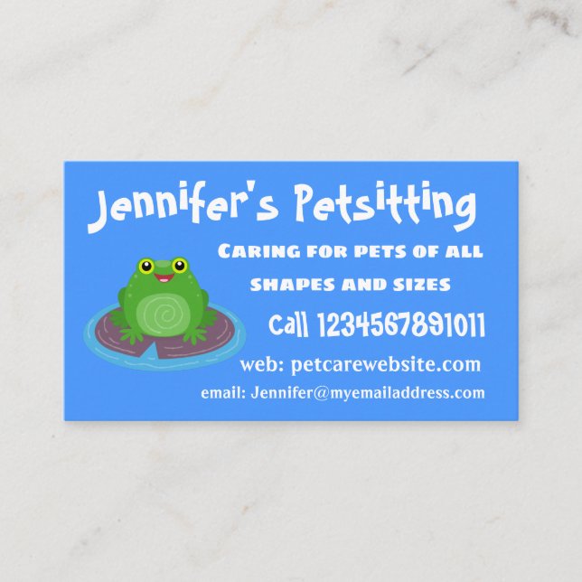 Carte De Visite Caricature de grenouille verte mignonne (Devant)