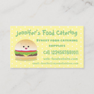 Carte De Visite Caricature de hamburger kawaii joyeux