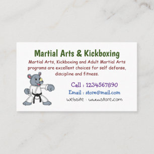 Carte De Visite Caricature de rhino kung fu