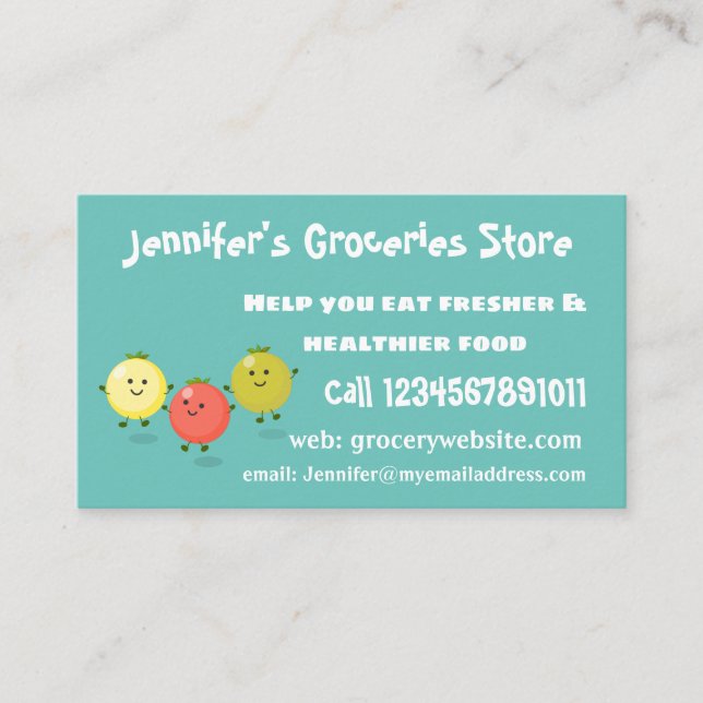 Carte De Visite Caricature de tomates cerises mûres (Devant)