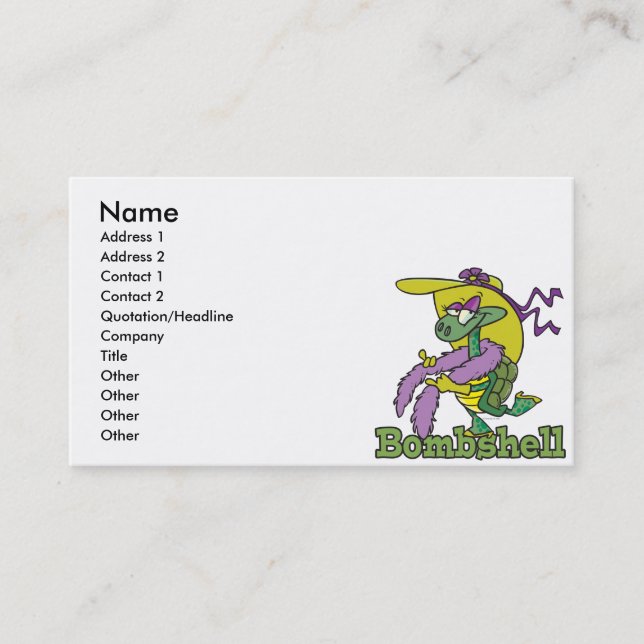 Carte De Visite caricature de tortue de glam girly tortue (Devant)