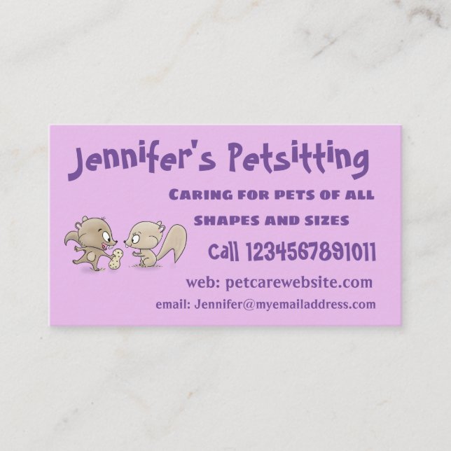 Carte De Visite Caricature d'écureuils marrants (Devant)