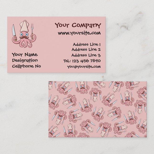 Carte De Visite Caricature du chef calmar (Devant / Derrière)