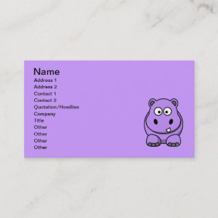 Carte De Visite caricature-hippo mignon adorable violet amical