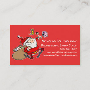 Carte De Visite Caricature informelle amusante du Père Noël prof