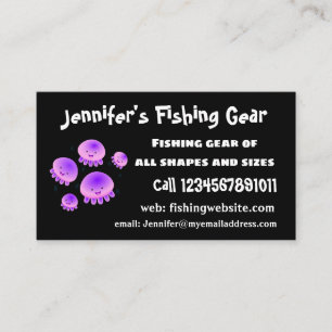 Carte De Visite Caricature kawaii de méduse violette rose mou