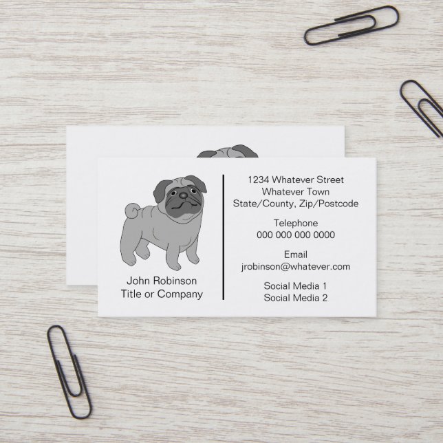 Carte De Visite Carlin Chien Design Grooming Parlor (Devant/Arrière en situation)