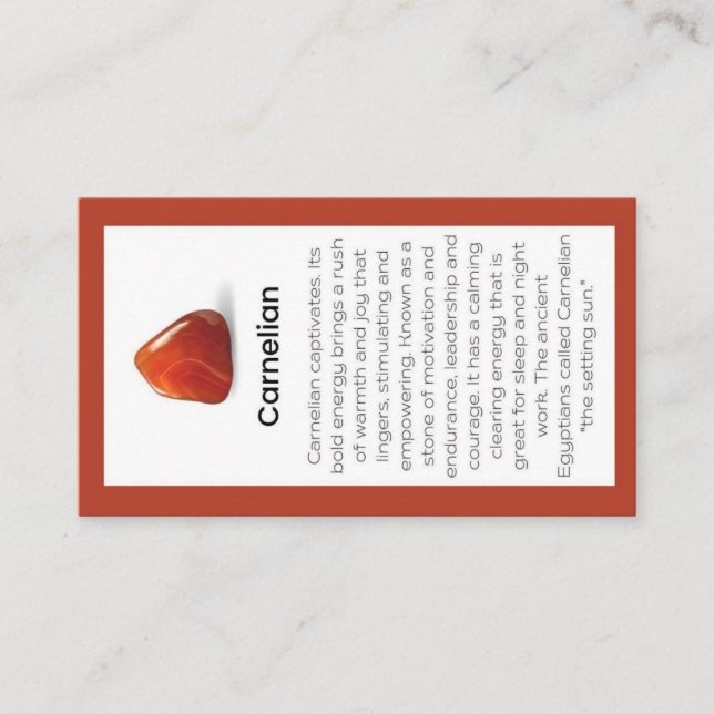 Carte De Visite Carnelian Crystal Signification Bijoux Display Car (Devant)