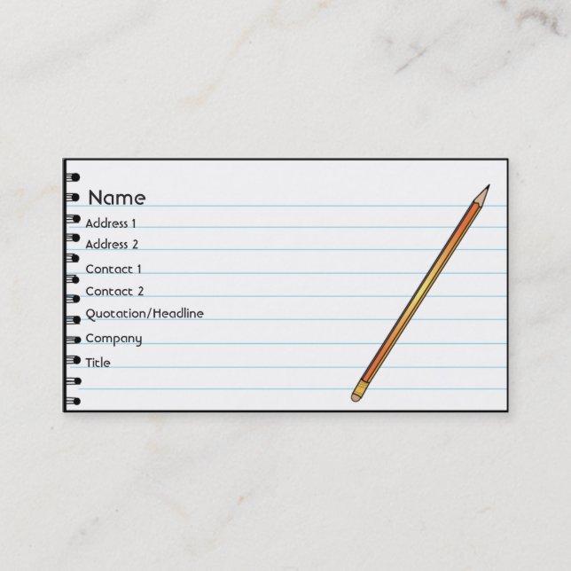 Carte De Visite Carnet - affaires (Devant)