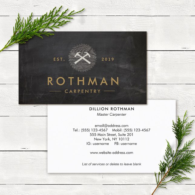 Carte De Visite Carpenter Handyman Hammer Saw (Créateur téléchargé)