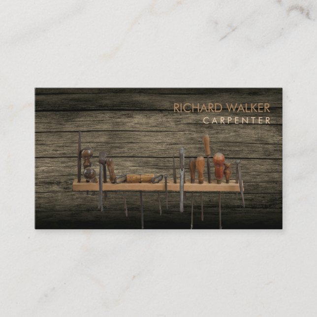 Carte De Visite Carpenter Tools Professional Russe Wood (Devant)
