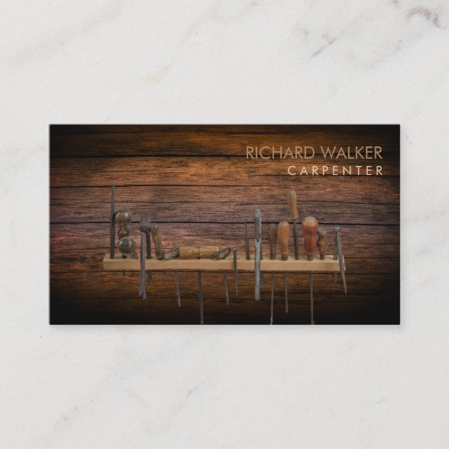Carte De Visite Carpenter Tools Woodworking Professionnel Wood (Devant)