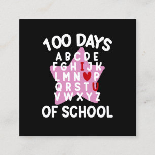 Carte De Visite Carré 100 jours d'école Alphabet 100ème jour Enseignant 