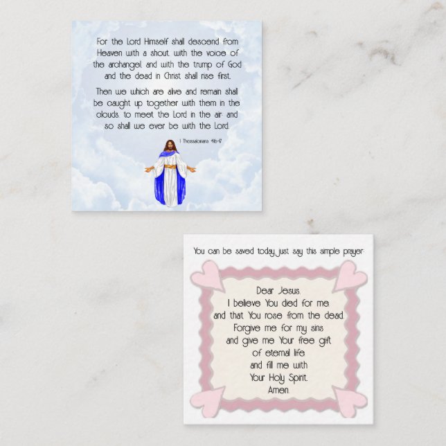 Carte De Visite Carré 1 Thessalonians 4:16-17 Card (Devant / Derrière)