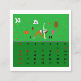 Carte De Visite Carré 2026 Cute Cartoon Yoga Poses Calendar, Health 