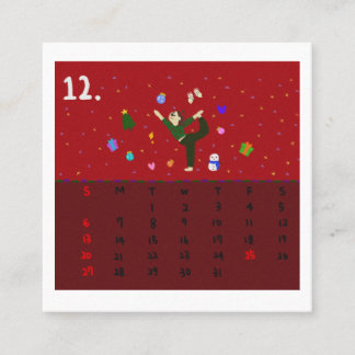 Carte De Visite Carré 2026 Cute Cartoon Yoga Poses Calendar, Health 