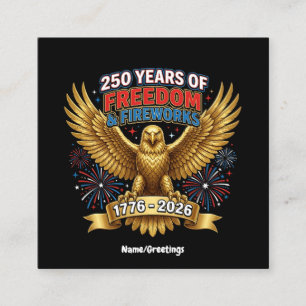 Carte De Visite Carré 250 Ans de Liberté et de Feux d'Artifice 