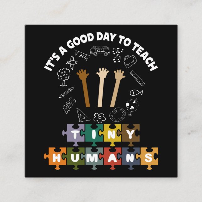 Carte De Visite Carré 4/4, C'est un bon jour pour apprendre de minuscule (Devant)