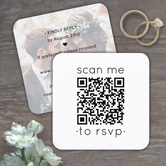 Carte De Visite Carré 50 enveloppes avec QR code pour réponse de mariage (Créateur téléchargé)