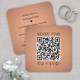Carte De Visite Carré 50 enveloppes en faux cuivre avec QR Code RSVP