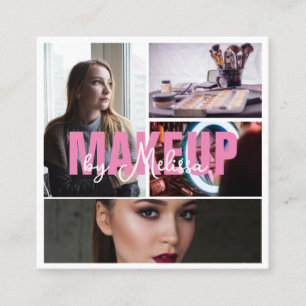 Carte De Visite Carré 5 Photos Beauty Maquillage Artiste Beauté Rose Noi