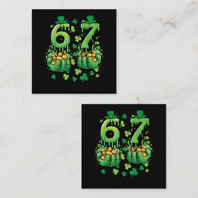 Carte De Visite Carré 6 7 St Patricks Day (Devant / Derrière)