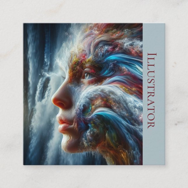 Carte De Visite Carré A.I. Déesse de l'eau (Devant)