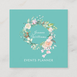 Carte de visite carré à motif floral Rose Garland