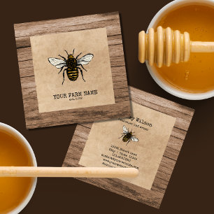 Carte De Visite Carré Abeille Apiariste Ferme d'abeilles Abeilles Miel F