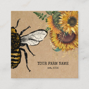 Carte De Visite Carré Abeille Apiariste Ferme d'abeilles Honeycomb