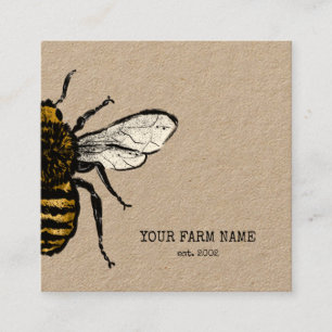 Carte De Visite Carré Abeille Apiariste Ferme d'abeilles Honeycomb
