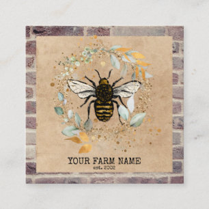 Carte De Visite Carré Abeille Apiariste Ferme d'abeilles Honeycomb Bu
