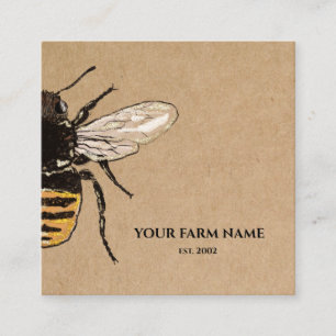 Carte De Visite Carré Abeille Apiariste Ferme d'abeilles Honeycomb Sq