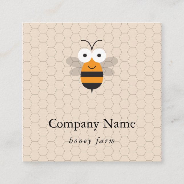Carte De Visite Carré Abeille apiculteur Miel apiculture Apiariste Logo (Devant)